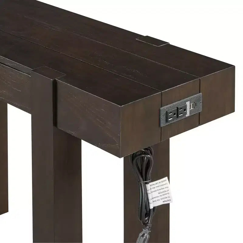 Console rustique minimaliste GDFStudio Sam 47.25 avec tiroir caché et prise de courant latérale