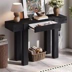 Console rustique minimaliste GDFStudio Sam 47.25 avec tiroir caché et prise de courant latérale