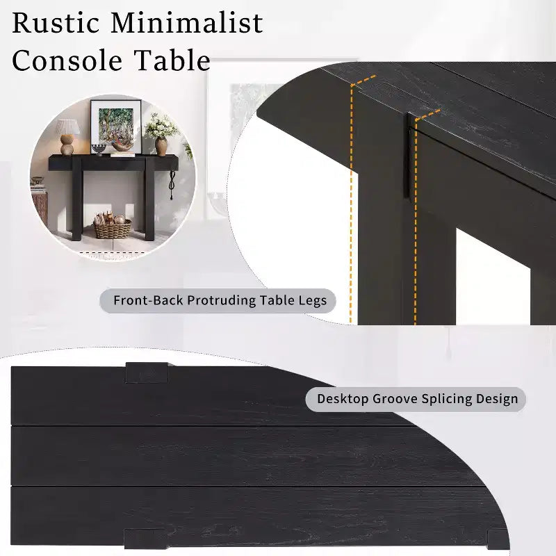 Console rustique minimaliste GDFStudio Sam 47.25 avec tiroir caché et prise de courant latérale