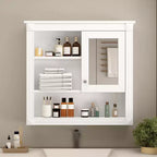 Meuble mural de salle de bain CASAINC 32'' avec miroir, étagères réglables et 4 étagères de rangement