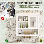 Meuble mural de salle de bain CASAINC 32'' avec miroir, étagères réglables et 4 étagères de rangement