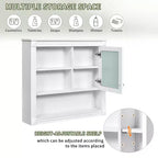 Meuble mural de salle de bain CASAINC 32'' avec miroir, étagères réglables et 4 étagères de rangement