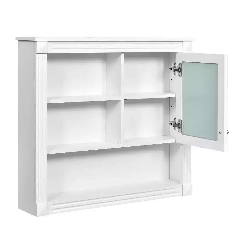 Meuble mural de salle de bain CASAINC 32'' avec miroir, étagères réglables et 4 étagères de rangement