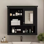 Meuble mural de salle de bain CASAINC 32'' avec miroir, étagères réglables et 4 étagères de rangement