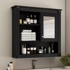 Meuble mural de salle de bain CASAINC 32'' avec miroir, étagères réglables et 4 étagères de rangement