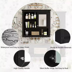 Meuble mural de salle de bain CASAINC 32'' avec miroir, étagères réglables et 4 étagères de rangement