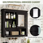 Meuble mural de salle de bain CASAINC 32'' avec miroir, étagères réglables et 4 étagères de rangement