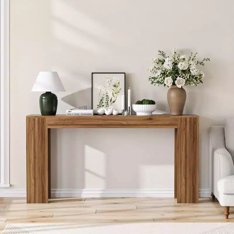 TUYOHW 63 Console extra longue, Table de canapé de style ferme, Table d'entrée étroite pour couloir, salon, Table d'appoint en bois pour foyer, Capacité de 200 lb
