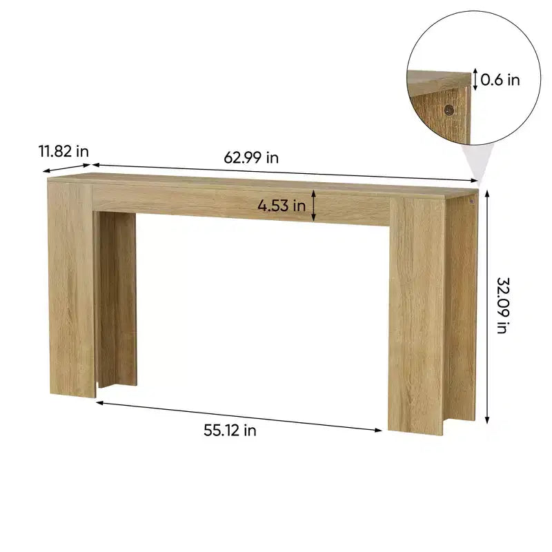 TUYOHW 63 Console extra longue, Table de canapé de style ferme, Table d'entrée étroite pour couloir, salon, Table d'appoint en bois pour foyer, Capacité de 200 lb