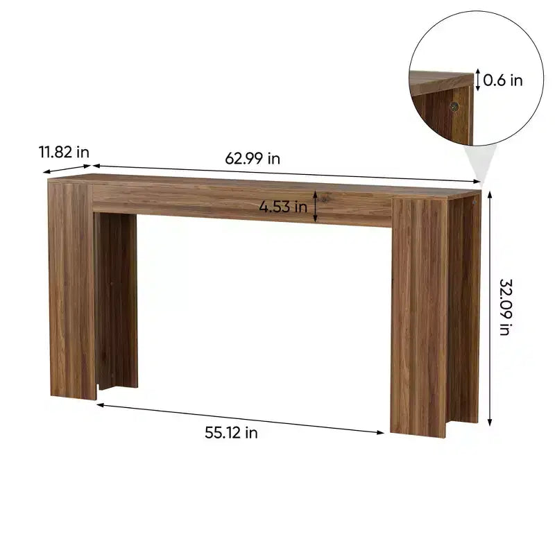 TUYOHW 63 Console extra longue, Table de canapé de style ferme, Table d'entrée étroite pour couloir, salon, Table d'appoint en bois pour foyer, Capacité de 200 lb