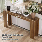 TUYOHW 63 Console extra longue, Table de canapé de style ferme, Table d'entrée étroite pour couloir, salon, Table d'appoint en bois pour foyer, Capacité de 200 lb