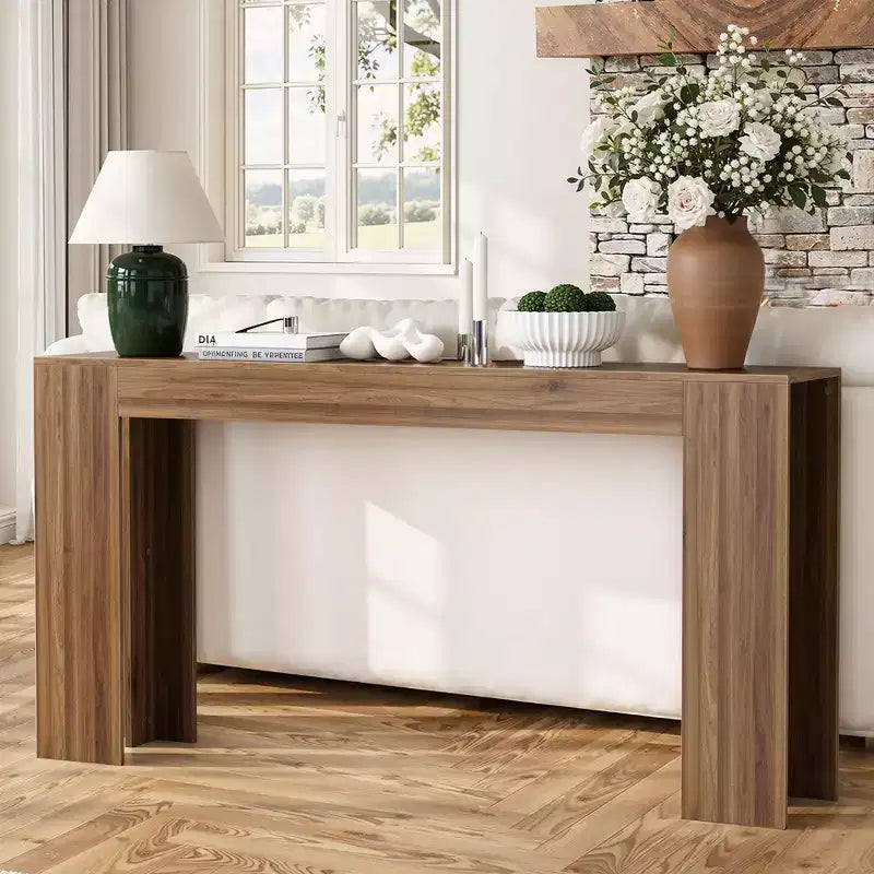 TUYOHW 63 Console extra longue, Table de canapé de style ferme, Table d'entrée étroite pour couloir, salon, Table d'appoint en bois pour foyer, Capacité de 200 lb