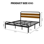 Cadre de lit King Size, plateforme robuste avec tête de lit en bois et rangement sous le lit, sommier sans bruit, assemblage facile