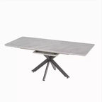 6278 Table à manger moderne extensible avec base en métal noir, table de cuisine rectangulaire pour salle à manger ou coin petit-déjeuner-Panipeachy