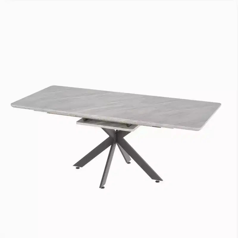 6278 Table à manger moderne extensible avec base en métal noir, table de cuisine rectangulaire pour salle à manger ou coin petit-déjeuner-Panipeachy