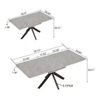 6278 Table à manger moderne extensible avec base en métal noir, table de cuisine rectangulaire pour salle à manger ou coin petit-déjeuner-Panipeachy