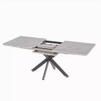 6278 Table à manger moderne extensible avec base en métal noir, table de cuisine rectangulaire pour salle à manger ou coin petit-déjeuner-Panipeachy