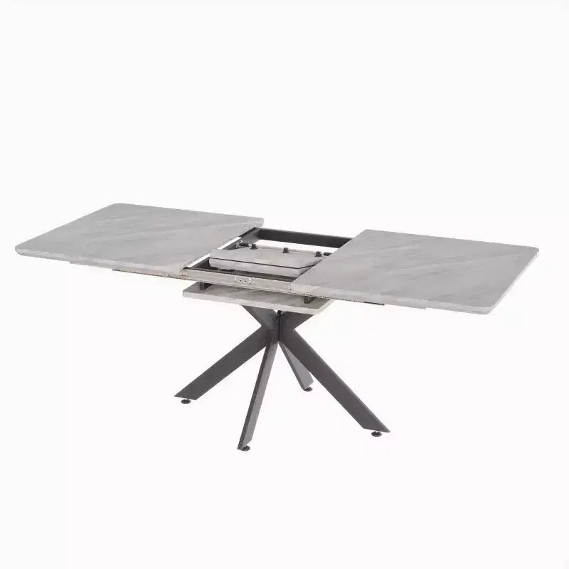 6278 Table à manger moderne extensible avec base en métal noir, table de cuisine rectangulaire pour salle à manger ou coin petit-déjeuner-Panipeachy
