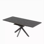 6278 Table à manger moderne extensible avec base en métal noir, table de cuisine rectangulaire pour salle à manger ou coin petit-déjeuner-Panipeachy