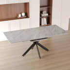 6278 Table à manger moderne extensible avec base en métal noir, table de cuisine rectangulaire pour salle à manger ou coin petit-déjeuner-Panipeachy