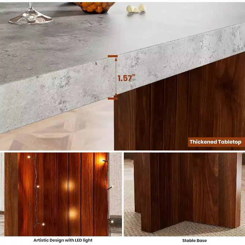 Table de bar à domicile GustoWave 55 avec plateau imitation marbre, table de pub hauteur comptoir pour cuisine, salon, salle à manger