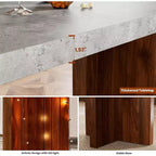Table de bar à domicile GustoWave 55 avec plateau imitation marbre, table de pub hauteur comptoir pour cuisine, salon, salle à manger