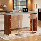 Table de bar à domicile GustoWave 55 avec plateau imitation marbre, table de pub hauteur comptoir pour cuisine, salon, salle à manger