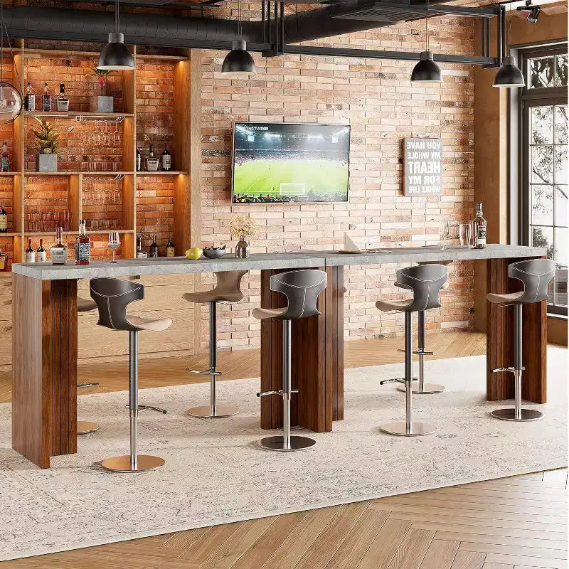 Table de bar à domicile GustoWave 55 avec plateau imitation marbre, table de pub hauteur comptoir pour cuisine, salon, salle à manger