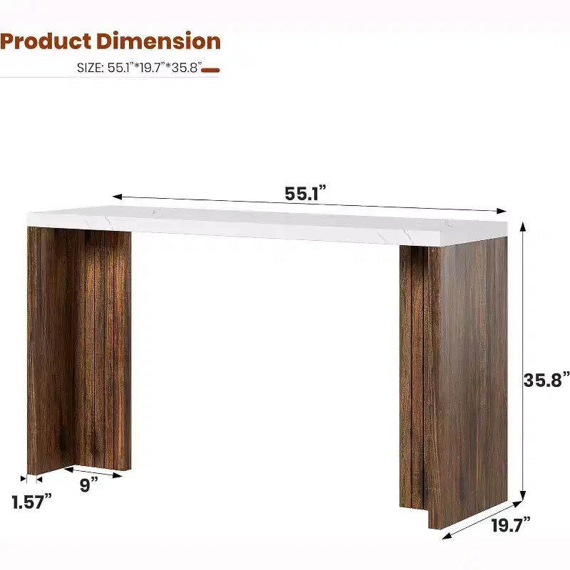 Table de bar à domicile GustoWave 55 avec plateau imitation marbre, table de pub hauteur comptoir pour cuisine, salon, salle à manger