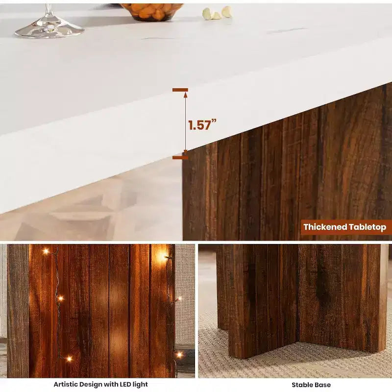 Table de bar à domicile GustoWave 55 avec plateau imitation marbre, table de pub hauteur comptoir pour cuisine, salon, salle à manger