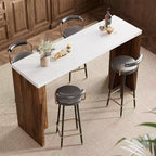 Table de bar à domicile GustoWave 55 avec plateau imitation marbre, table de pub hauteur comptoir pour cuisine, salon, salle à manger