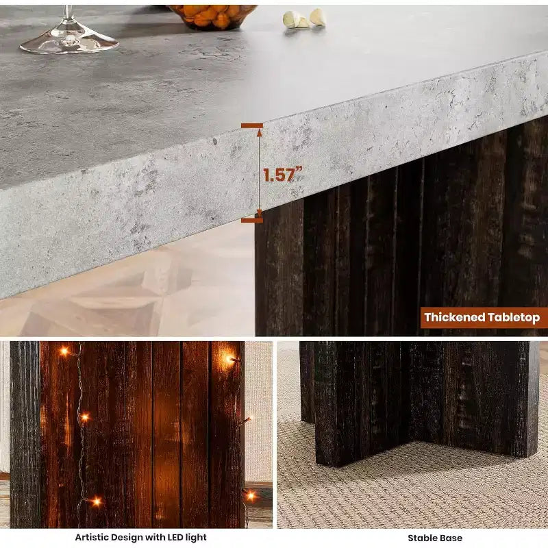 Table de bar à domicile GustoWave 55 avec plateau imitation marbre, table de pub hauteur comptoir pour cuisine, salon, salle à manger