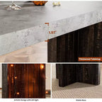 Table de bar à domicile GustoWave 55 avec plateau imitation marbre, table de pub hauteur comptoir pour cuisine, salon, salle à manger