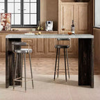 Table de bar à domicile GustoWave 55 avec plateau imitation marbre, table de pub hauteur comptoir pour cuisine, salon, salle à manger