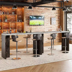 Table de bar à domicile GustoWave 55 avec plateau imitation marbre, table de pub hauteur comptoir pour cuisine, salon, salle à manger