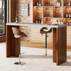 Table de bar à domicile GustoWave 55 avec plateau imitation marbre, table de pub hauteur comptoir pour cuisine, salon, salle à manger
