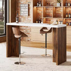 Table de bar à domicile GustoWave 55 avec plateau imitation marbre, table de pub hauteur comptoir pour cuisine, salon, salle à manger