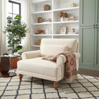 Fauteuil d'appoint Polibi surdimensionné avec accoudoirs circulaires et coussin lombaire