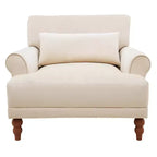 Fauteuil d'appoint Polibi surdimensionné avec accoudoirs circulaires et coussin lombaire