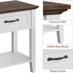 Table de chevet en bois avec 1 tiroir, étagère de rangement ouverte, table d'appoint industrielle, table de chevet étroite blanche, polyvalente pour chambre à coucher, petits espaces