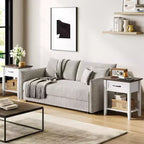 Table de chevet en bois avec 1 tiroir, étagère de rangement ouverte, table d'appoint industrielle, table de chevet étroite blanche, polyvalente pour chambre à coucher, petits espaces