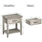 Table de chevet en bois avec 1 tiroir, étagère de rangement ouverte, table d'appoint industrielle, table de chevet étroite blanche, polyvalente pour chambre à coucher, petits espaces