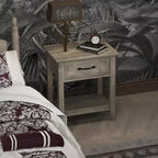 Table de chevet en bois avec 1 tiroir, étagère de rangement ouverte, table d'appoint industrielle, table de chevet étroite blanche, polyvalente pour chambre à coucher, petits espaces