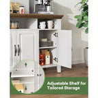 Buffet Amada avec Rangement, Grand Buffet de Rangement de 55 Pouces avec Étagères Réglables, 4 Portes, Meuble Bar à Café de Style Ferme Moderne