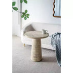 Table d'appoint ronde crème avec pied piédestal 22x22x25.5