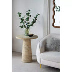 Table d'appoint ronde crème avec pied piédestal 22x22x25.5