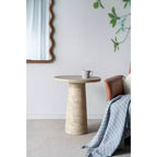 Table d'appoint ronde crème avec pied piédestal 22x22x25.5