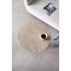 Table d'appoint ronde crème avec pied piédestal 22x22x25.5