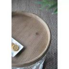 Grande table d'appoint blanche vieillie
