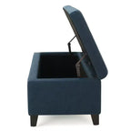 Banc de rangement TUYOHW avec capitonnage gaufré, banc de rangement avec pieds en bois, banc d'entrée pour salon, chambre, bleu marine